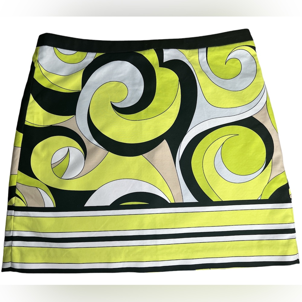 Michael Kors Skirt Retro 70's Mini Aline Geometric Sexy Fun Hippie Neon Stretch